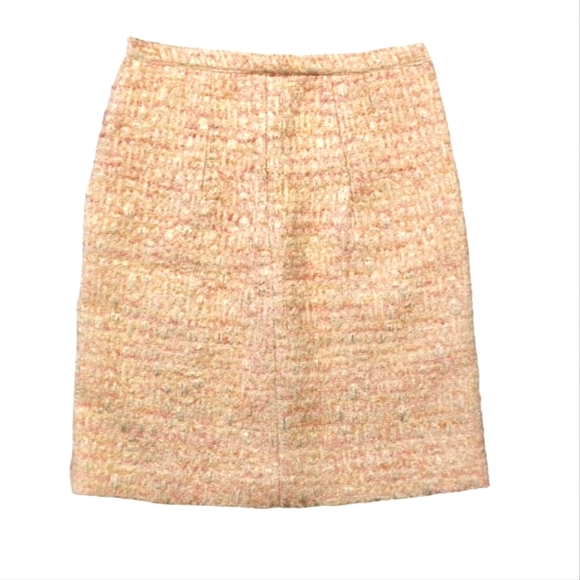 Vintage Pink and Gold Shimmer Midi Tweed Skirt Fully Lined - Picture 1 of 8